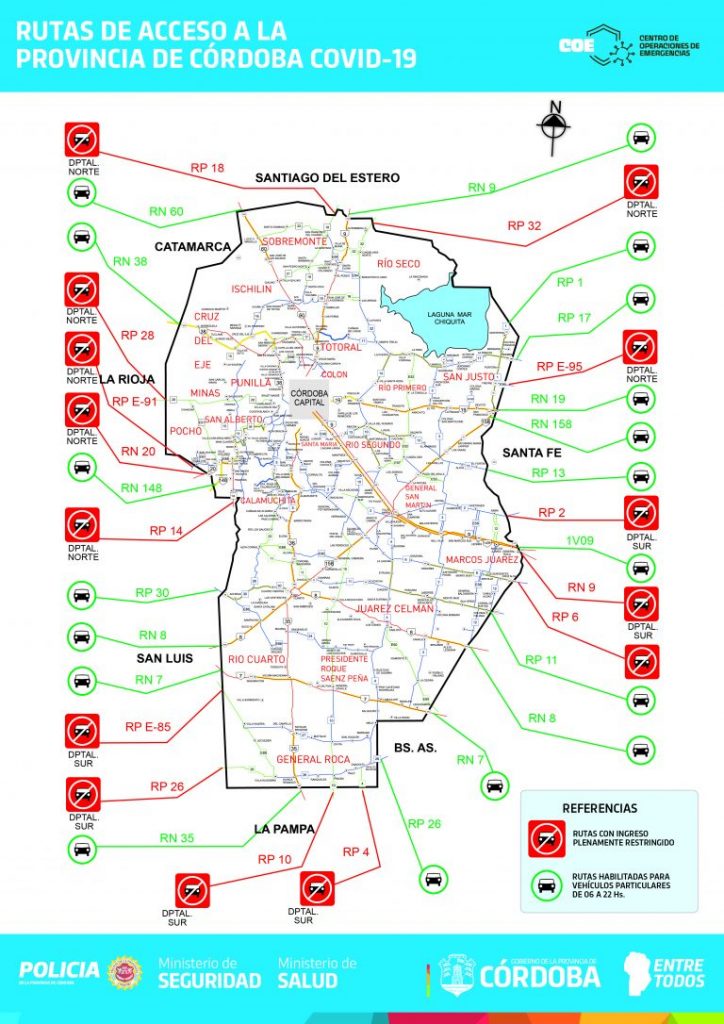Rutas para ingresar a Córdoba habilitadas