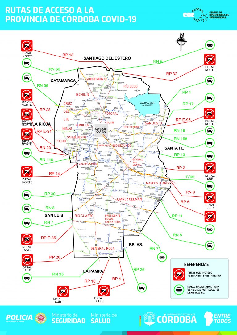 Rutas para ingresar a Córdoba habilitadas