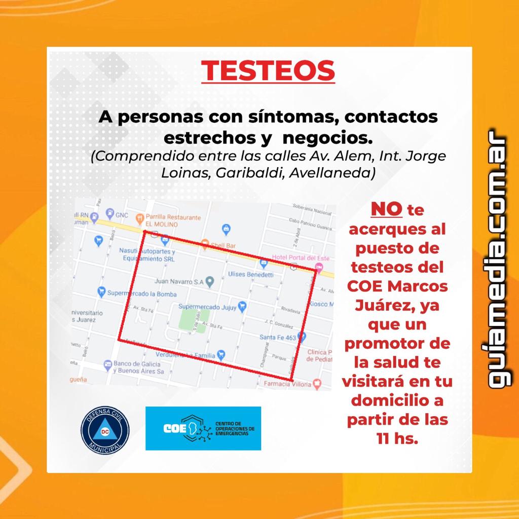 Marcos Juárez Covid-19 comienzan los testeos en campo