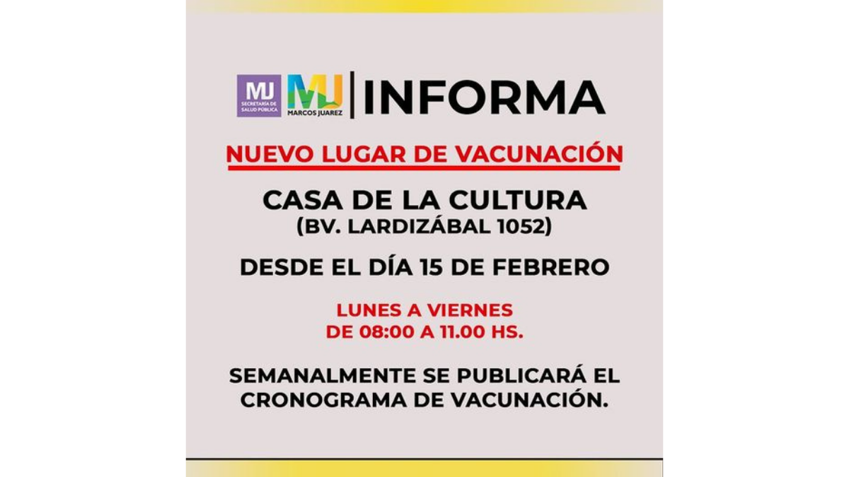 Vacunación Covid se realizará en la casa de la cultura 